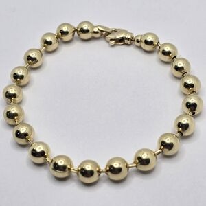 14k Yellow Gold Military Ball Chain Bracelet 7 inches 5mm